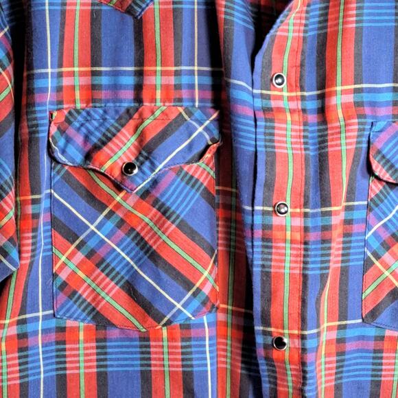 Authentic Vtg Panhandle Slim Western Shirt Pearl Snap Buttons Mens Size 17 Plaid - Picture 4 of 8
